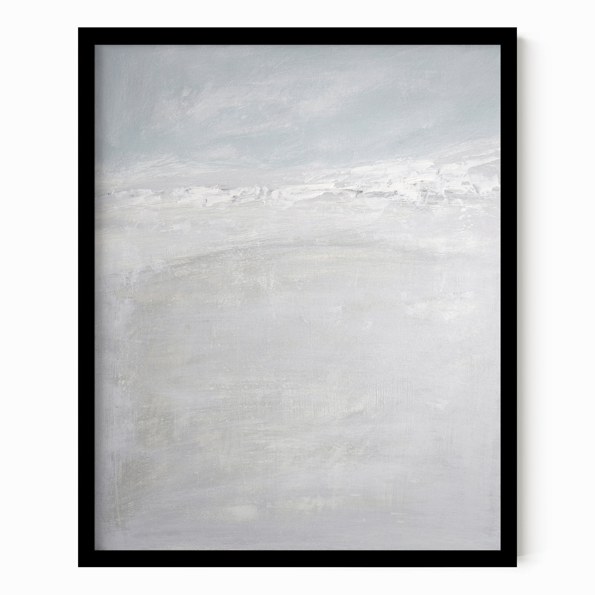 High Tide - Abstract Modern Coastal Water Beach Landscape Painting Wall Art Print Framed in Black Oak by NLS Design