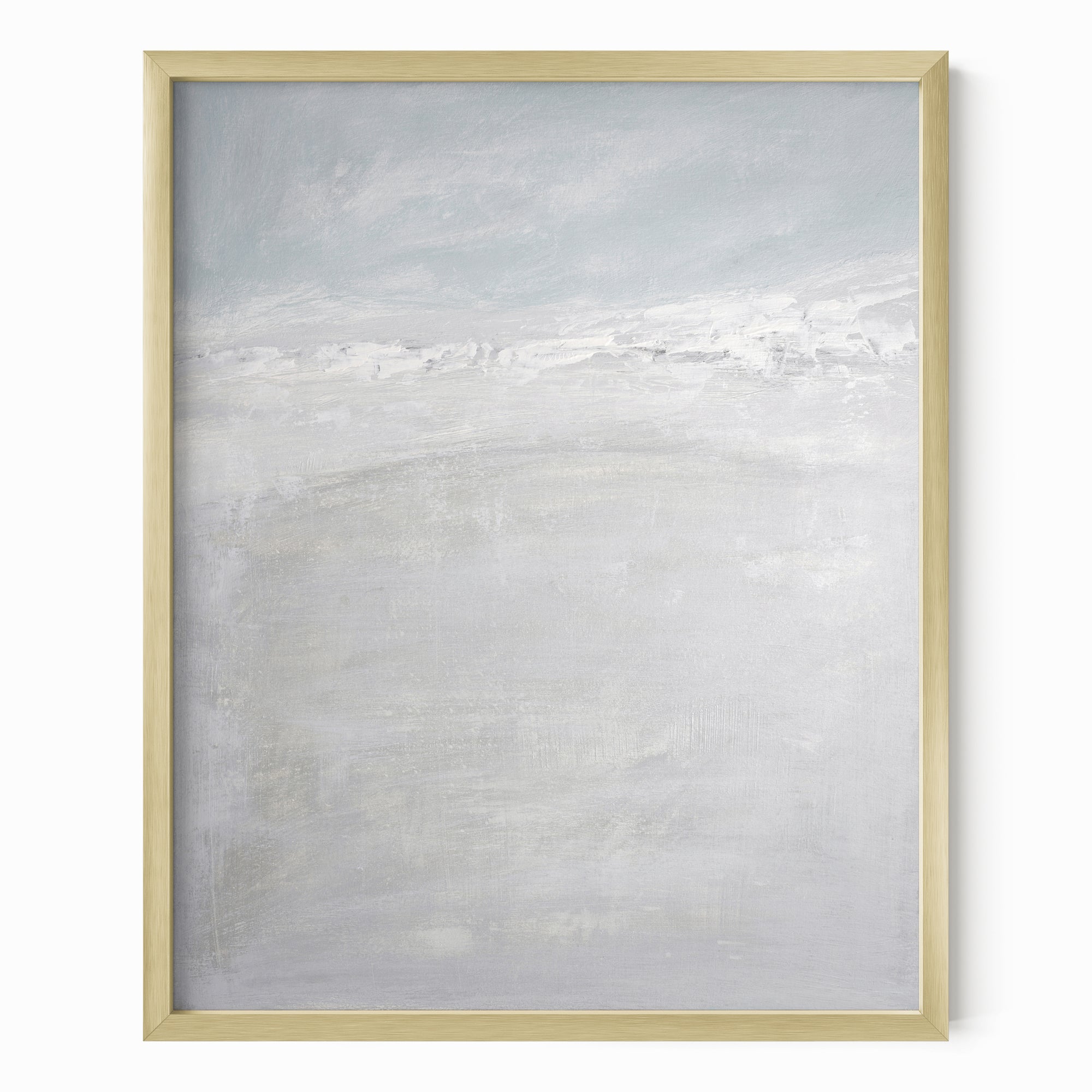 High Tide - Abstract Modern Coastal Water Beach Landscape Painting Wall Art Print Framed in Gold Metal by NLS Design