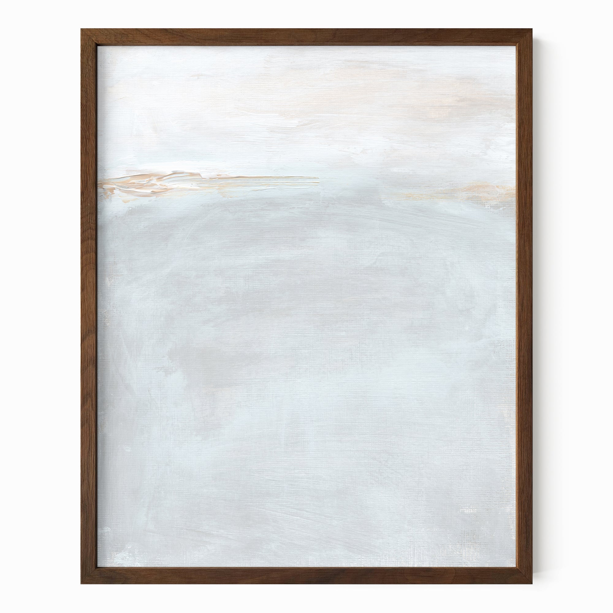 Horizon Blush 1 fine art wall print framed in walnut stain oak by NLS Design