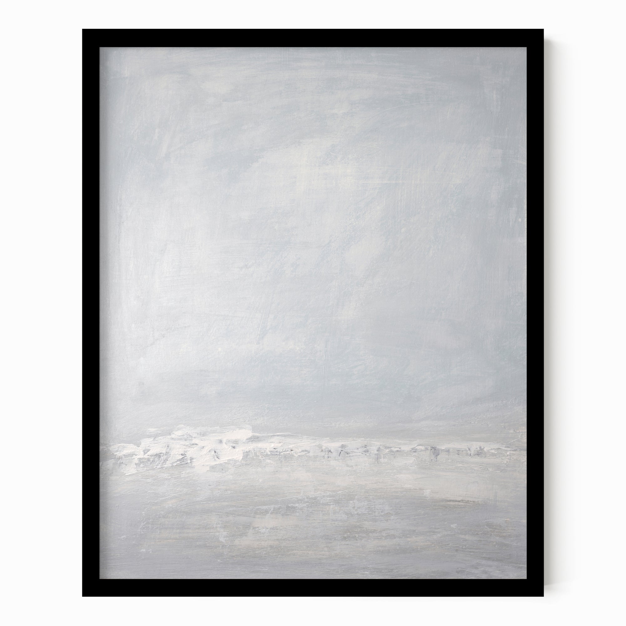Low Tide - Abstract Modern Coastal Water Beach Landscape Painting Wall Art Print Framed in Black Oak by NLS Design