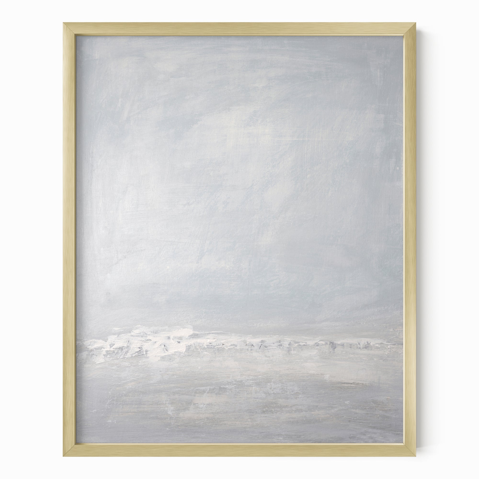 Low Tide - Abstract Modern Coastal Water Beach Landscape Painting Wall Art Print Framed in Gold Metal by NLS Design