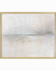 Moment - soft neutral abstract landscape original painting fine are print in beige, pale gray, greige, cream, white, soft charcoal gray, and light blue gray; framed in gold metal by NLS Design. Large neutral gallery wall art for living rooms, bedrooms, entryways, offices, bathrooms, and above sofas and beds. Modern minimalist quiet luxury, sophisticated, muted earth tones, contemporary art. Artwork by NLS Design, nlsdesignllc.com. Real art by a real artist - NO AI. 