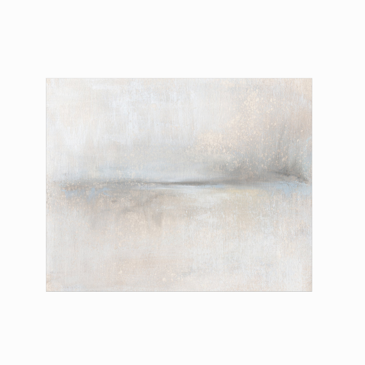 Moment - soft neutral abstract landscape original painting fine are print in beige, pale gray, greige, cream, white, soft charcoal gray, and light blue gray; unframed by NLS Design. Large neutral gallery wall art for living rooms, bedrooms, entryways, offices, bathrooms, and above sofas and beds. Modern minimalist quiet luxury, sophisticated, muted earth tones, contemporary art. Artwork by NLS Design, nlsdesignllc.com. Real art by a real artist - NO AI. 