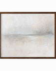 Moment - soft neutral abstract landscape original painting fine are print in beige, pale gray, greige, cream, white, soft charcoal gray, and light blue gray; framed in walnut oak by NLS Design. Large neutral gallery wall art for living rooms, bedrooms, entryways, offices, bathrooms, and above sofas and beds. Modern minimalist quiet luxury, sophisticated, muted earth tones, contemporary art. Artwork by NLS Design, nlsdesignllc.com. Real art by a real artist - NO AI. 