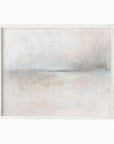 Moment - soft neutral abstract landscape original painting fine are print in beige, pale gray, greige, cream, white, soft charcoal gray, and light blue gray; framed in white oak by NLS Design. Large neutral gallery wall art for living rooms, bedrooms, entryways, offices, bathrooms, and above sofas and beds. Modern minimalist quiet luxury, sophisticated, muted earth tones, contemporary art. Artwork by NLS Design, nlsdesignllc.com. Real art by a real artist - NO AI. 