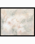 Pale Bloom neutral abstract floral painting fine wall art print framed in black oak by NLS Design