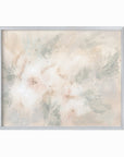 Pale Bloom neutral abstract floral painting fine wall art print framed in silver metal by NLS Design