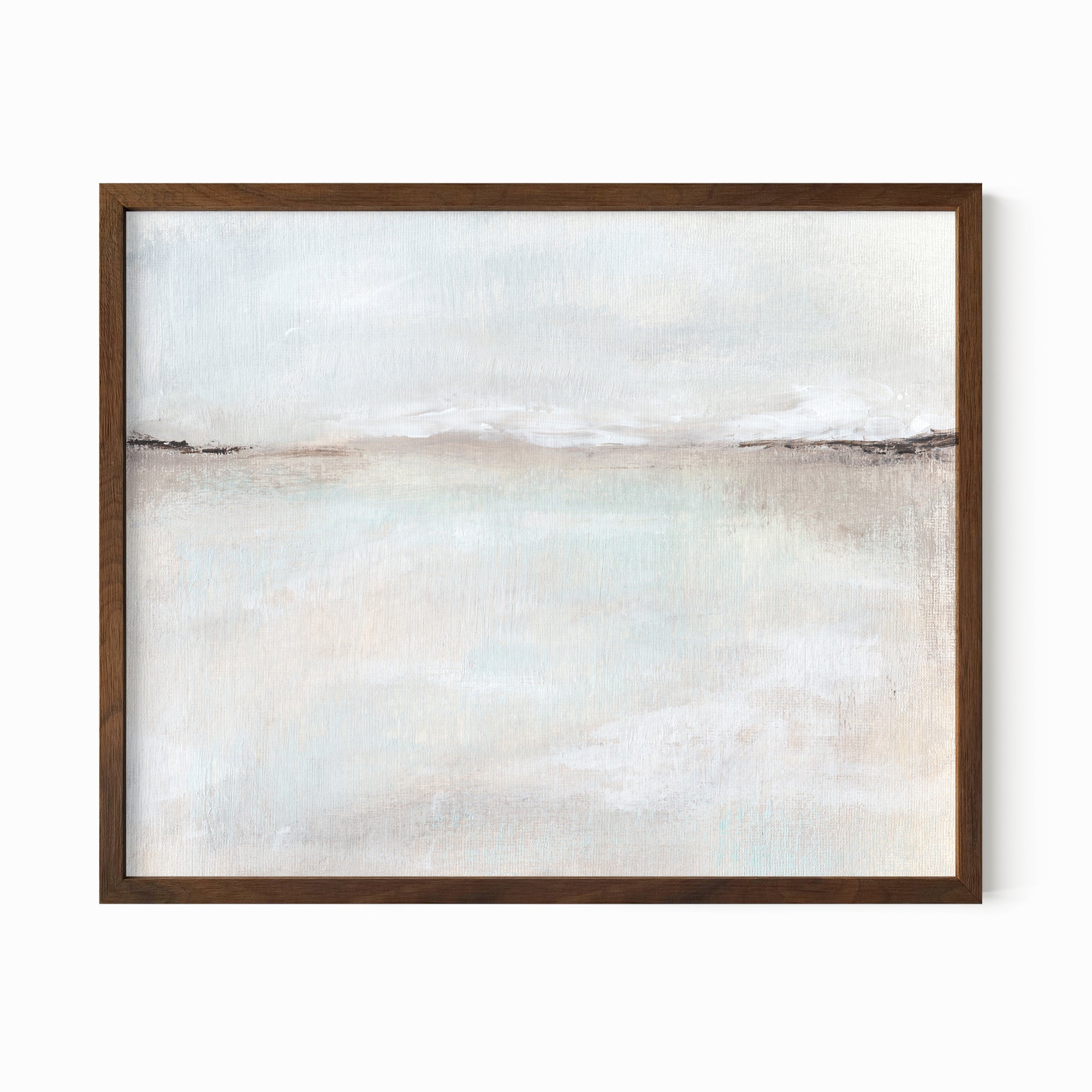 Peaceful fine art wall print framed in walnut oak by NLS Design