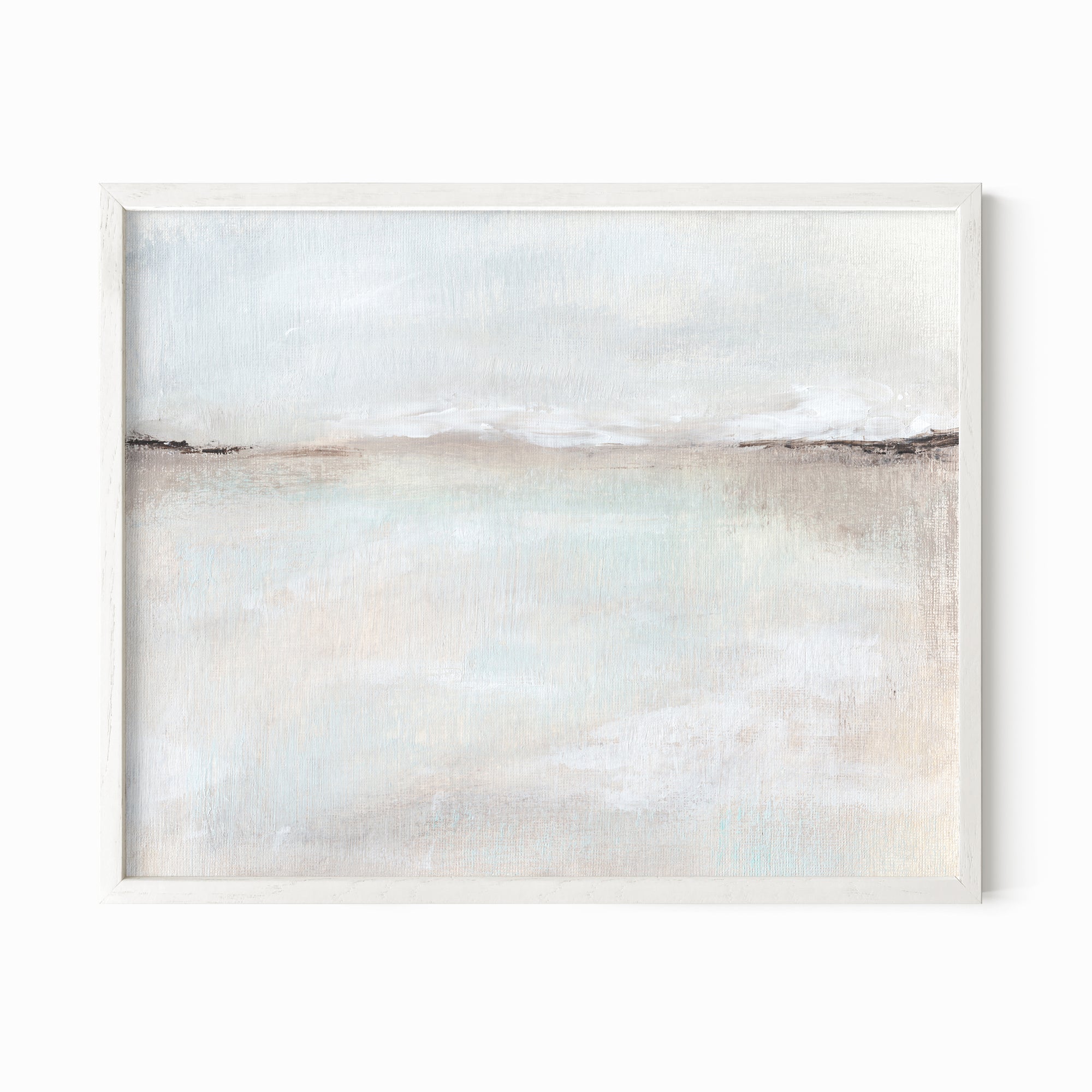 Peaceful fine art wall print framed in white oak by NLS Design