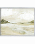 Perfect View neutral earth tone abstract landscape painting fine art wall print framed in silver metal by NLS Design