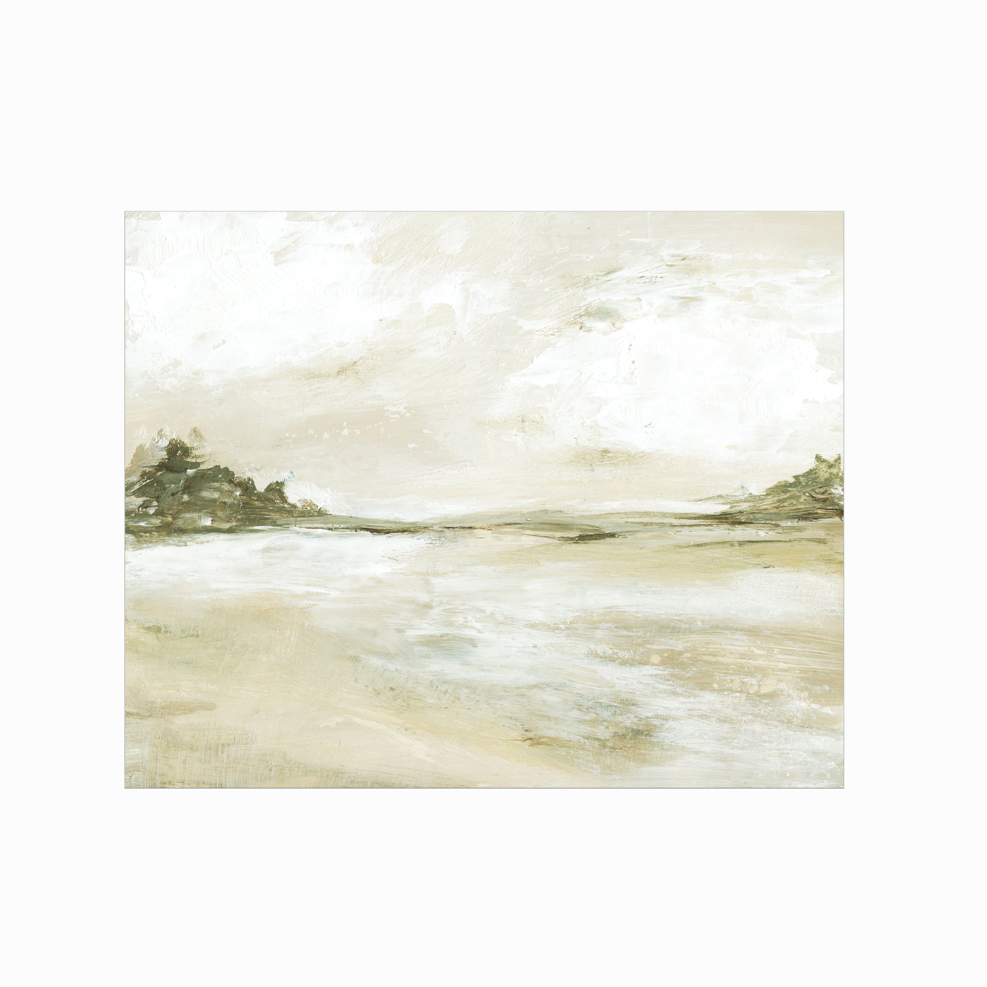 Perfect View neutral earth tone abstract landscape painting fine art wall print unframed by NLS Design