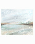 Radiance is a muted soft neutral color abstract landscape in pale gray, light blue, soft sage green, blue green, beige, tan, brown, and white; unframed by NLS Design. Large neutral gallery wall art for living rooms, bedrooms, entryways, offices, bathrooms, and above the softa and above the bed. Horizontal Sizes: 8x10, 11x14, 16x20, 18x24, 24x36, 30x40, 40x60 inches. Modern coastal, farmhouse, quiet luxury, modern, minimalist. Artwork by NLS Design, nlsdesignllc.com. Real art by a real artist - NO AI. 