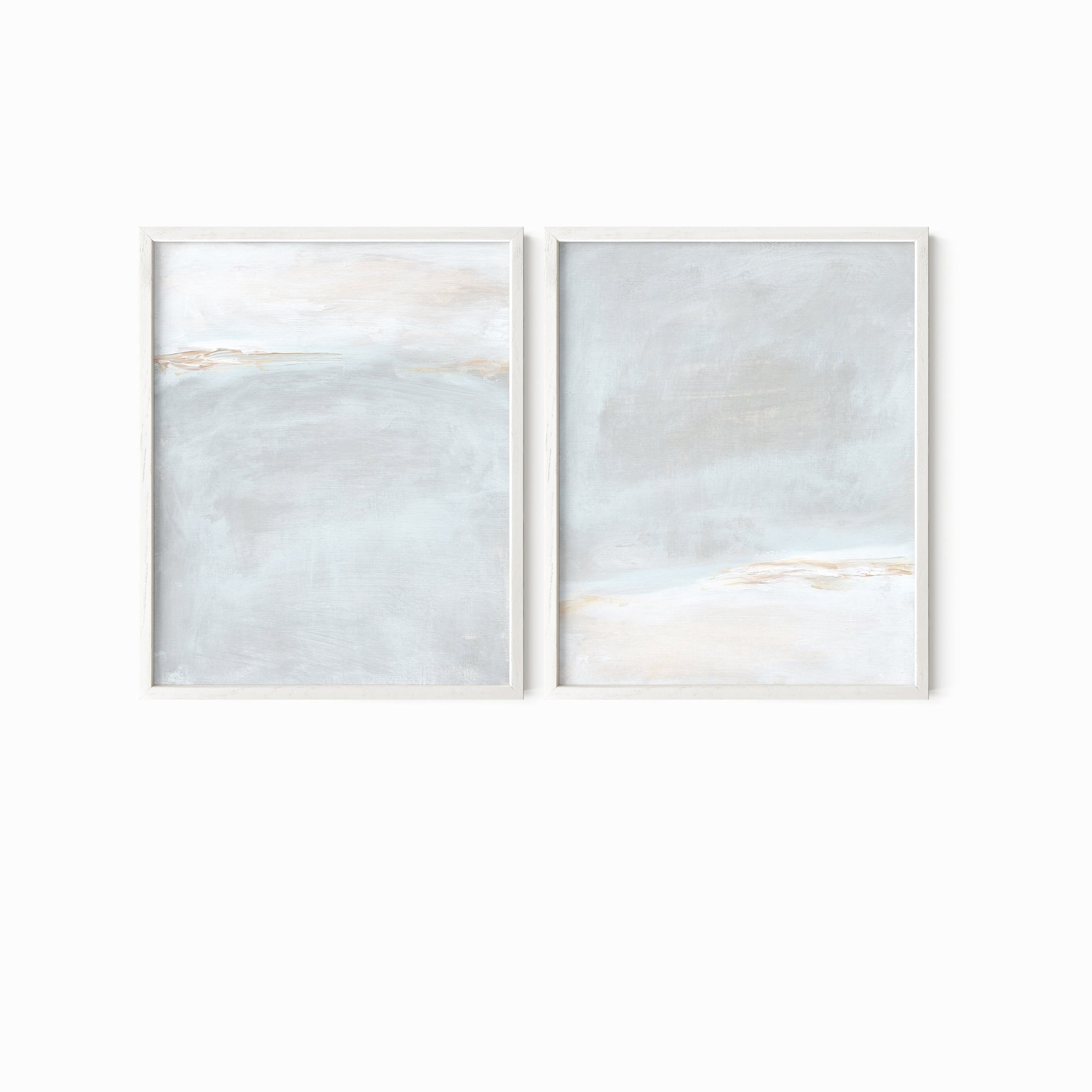 Set of 2 Horizon Blush fine art wall prints framed in white oak by NLS Design