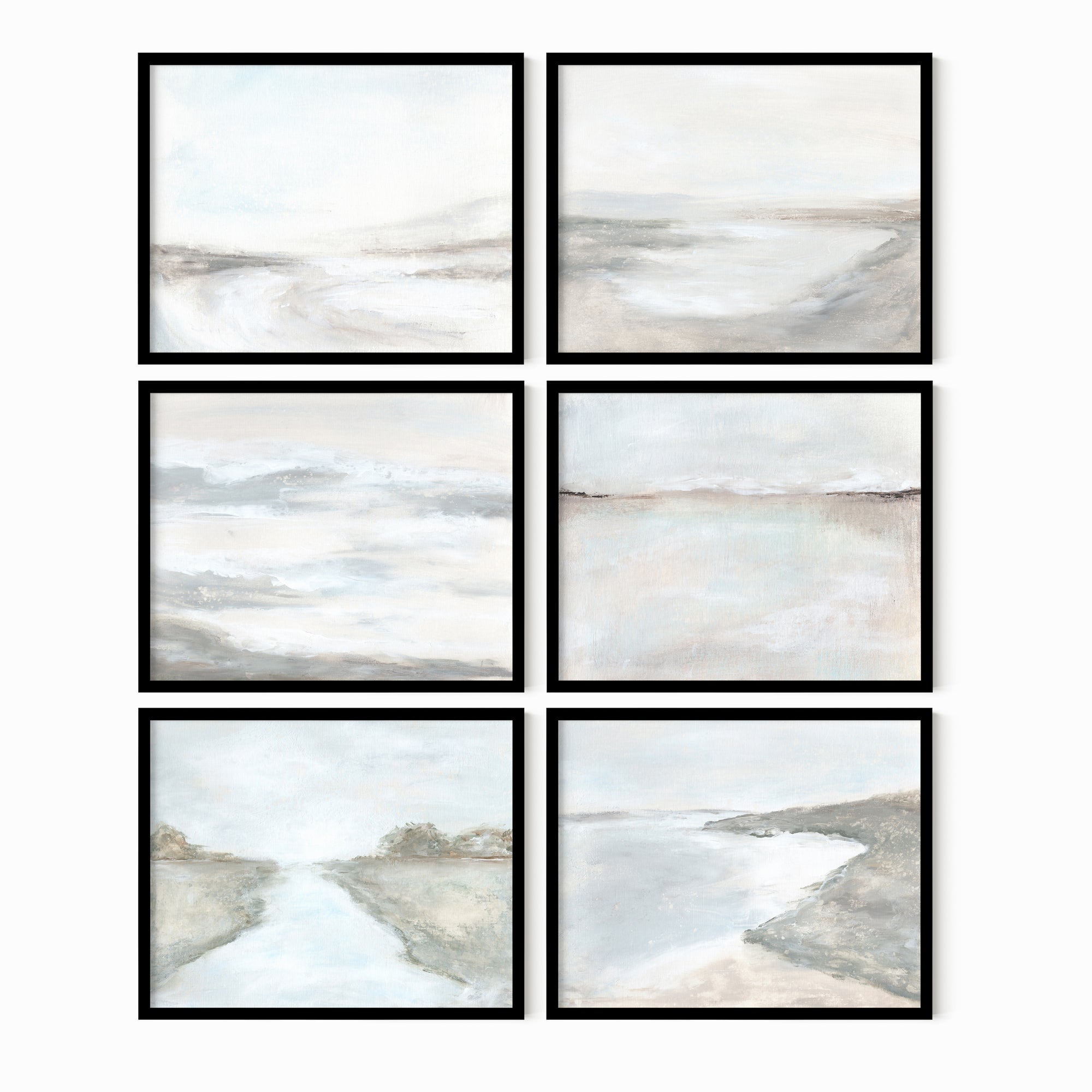 Set of 6 Interior Design Favorites fine wall art prints bundle horizontal framed in black oak by NLS Design