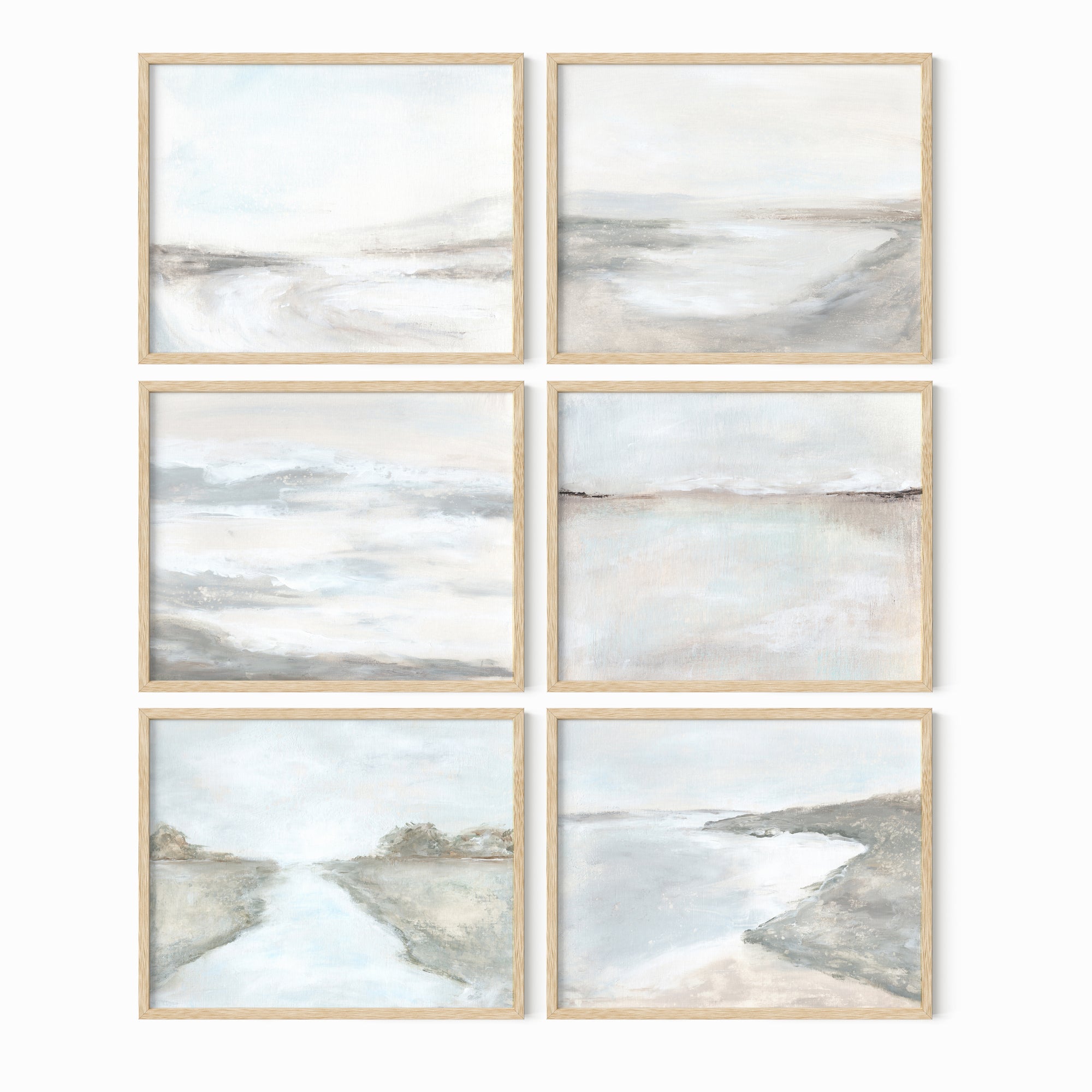 Set of 6 Interior Design Favorites fine wall art prints bundle horizontal framed in natural oak by NLS Design