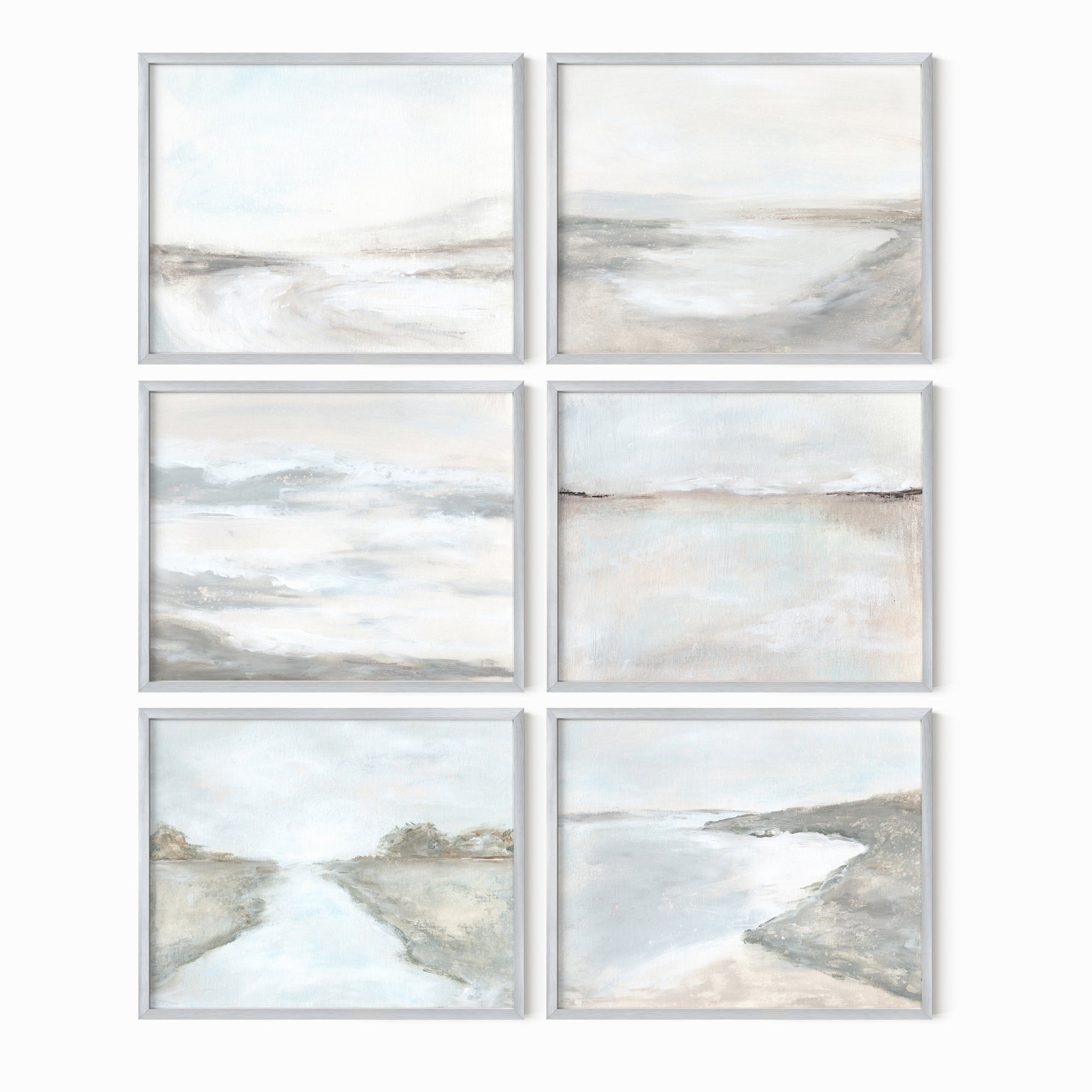 Set of 6 Interior Design Favorites fine wall art prints bundle horizontal framed in silver metal by NLS Design