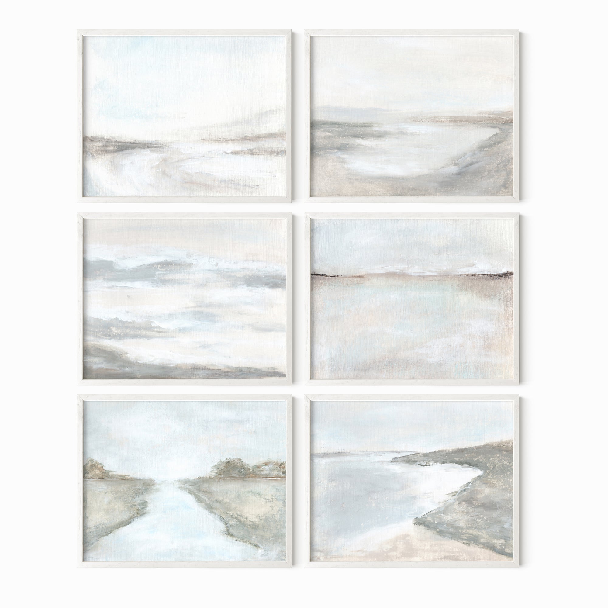 Set of 6 Interior Design Favorites fine wall art prints bundle horizontal framed in white oak by NLS Design