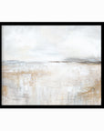 Stillness is a neutral minimalist abstract landscape in warm beige, cream, ivory, white, taupe, soft gray, charcoal gray, dark brown, pale blue gray, and muted golden beige; black oak frame by NLS Design. Large neutral gallery wall art for living rooms, bedrooms, entryways, offices, bathrooms, and above the couch and above the bed. Modern farmhouse rustic cottage earth tones. Horizontal Sizes: 8x10, 11x14, 16x20, 18x24, 24x36, 30x40, 40x60 inches. Real art by a real artist - NO AI 