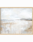Stillness is a neutral minimalist abstract landscape in warm beige, cream, ivory, white, taupe, soft gray, charcoal gray, dark brown, pale blue gray, and muted golden beige; natural oak frame by NLS Design. Large neutral gallery wall art for living rooms, bedrooms, entryways, offices, bathrooms, and above the couch and above the bed. Modern farmhouse rustic cottage earth tones. Horizontal Sizes: 8x10, 11x14, 16x20, 18x24, 24x36, 30x40, 40x60 inches. Real art by a real artist - NO AI 
