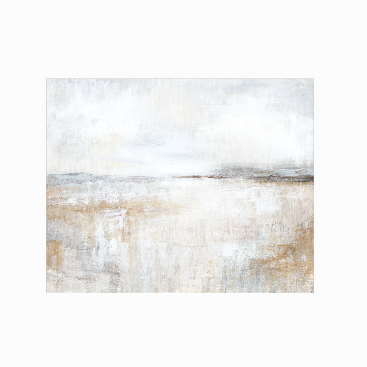 Stillness is a neutral minimalist abstract landscape in warm beige, cream, ivory, white, taupe, soft gray, charcoal gray, dark brown, pale blue gray, and muted golden beige; unframed by NLS Design. Large neutral gallery wall art for living rooms, bedrooms, entryways, offices, bathrooms, and above the couch and above the bed. Modern farmhouse rustic cottage earth tones. Horizontal Sizes: 8x10, 11x14, 16x20, 18x24, 24x36, 30x40, 40x60 inches. Real art by a real artist - NO AI 