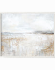 Stillness is a neutral minimalist abstract landscape in warm beige, cream, ivory, white, taupe, soft gray, charcoal gray, dark brown, pale blue gray, and muted golden beige; white oak frame by NLS Design. Large neutral gallery wall art for living rooms, bedrooms, entryways, offices, bathrooms, and above the couch and above the bed. Modern farmhouse rustic cottage earth tones. Horizontal Sizes: 8x10, 11x14, 16x20, 18x24, 24x36, 30x40, 40x60 inches. Real art by a real artist - NO AI 