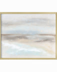 Suspend - abstract coastal landscape original painting fine are print in light blue, brown, cream, gray, beige and white; framed in gold metal by NLS Design. Large neutral wall art for living rooms, bedrooms, entryways, offices, bathrooms, and above sofas and beds. nlsdesignllc.com