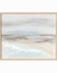Suspend - abstract coastal landscape original painting fine are print in light blue, brown, cream, gray, beige and white; framed in natural oak by NLS Design. Large neutral wall art for living rooms, bedrooms, entryways, offices, bathrooms, and above sofas and beds. nlsdesignllc.com