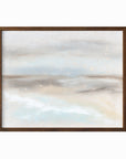 Suspend - abstract coastal landscape original painting fine are print in light blue, brown, cream, gray, beige and white; framed in walnut oak by NLS Design. Large neutral wall art for living rooms, bedrooms, entryways, offices, bathrooms, and above sofas and beds. nlsdesignllc.com