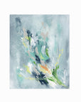 Verdalia - abstract floral botanical original painting fine are print in slate blue, blue, gray, navy blue, teal, beige, yellow, white, green; unframed by NLS Design. Large neutral wall art for living rooms, bedrooms, entryways, offices, bathrooms, and above sofas, couches and beds. Modern elegant sophisticated quiet luxury flower art. Artwork by NLS Design, nlsdesignllc.com. Real art by a real artist - NO AI. Magnolia, McGee and Co., Crate and Barrel, Serena & Lily, Pottery Barn dupe/look alike.