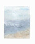 Vision is an abstract coastal landscape in pale gray, light blue, soft navy blue, sand beige, and white; unframed by NLS Design. Large neutral gallery wall art for living rooms, bedrooms, entryways, offices, bathrooms, and above sofas and beds. Modern coastal, coastal grandmother, quiet luxury, modern, minimalist, shabby chic, Nancy Meyers, Pottery Barn, Crate & Barrel dupe. Artwork by NLS Design, nlsdesignllc.com. Real art by a real artist - NO AI. 
