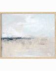 Wistful is a soft abstract landscape in pale blue, pale gray, warm beige, warm cream, ivory, taupe, pale slate gray, navy blue, and white; natural oak frame by NLS Design. Large neutral gallery wall art for living rooms, bedrooms, entryways, offices, bathrooms, and above the couch and above the bed. Horizontal Sizes: 8x10, 11x14, 16x20, 18x24, 24x36, 30x40, 40x60 inches. Modern coastal, quiet luxury, modern, minimalist, contemporary. Artwork by NLS Design, nlsdesignllc.com. Real art by a real artist - NO AI