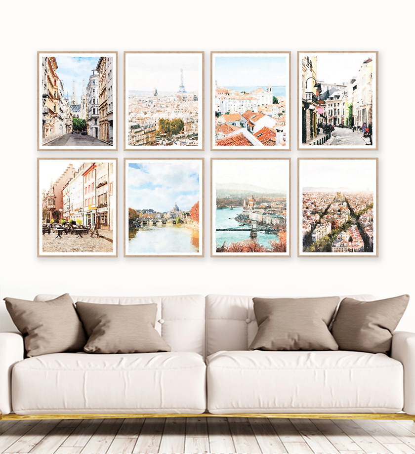 affordable Europe set of 8 download prints